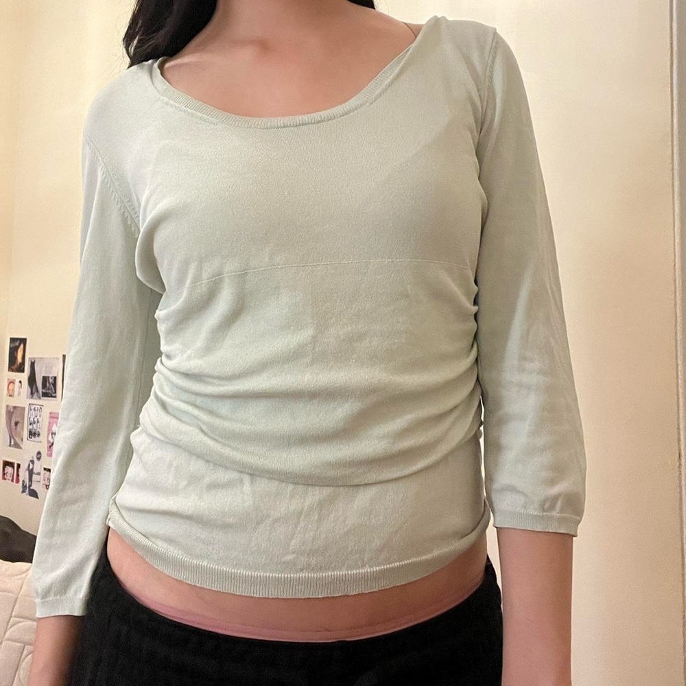 green cropped top